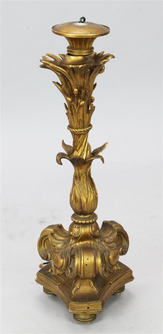 20th century gilt metal standard lamp(-)